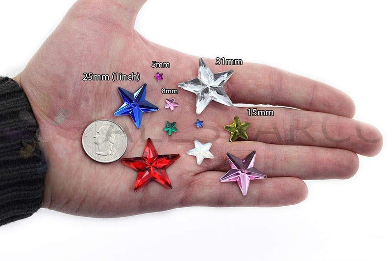 Allstarco 6mm Amber LQ32 Star Self Adhesive Acrylic Rhinestones Plastic Face Gems Stick On Body Jewels for DIY Cards and Invitations Crafts Bling Sticker - 5 Sheets - 250PCS - Image 2